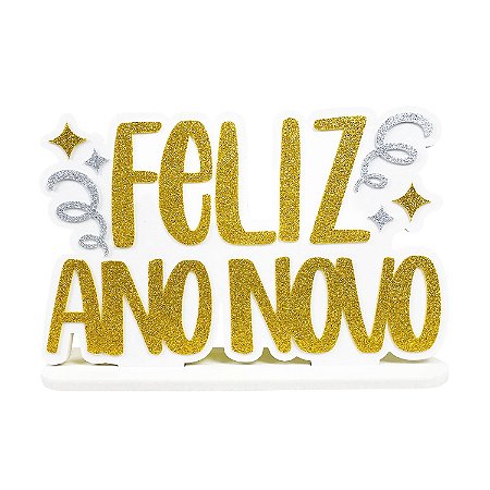 Decoração de mesa Grande Feliz Ano Novo Dourado Festa EVA