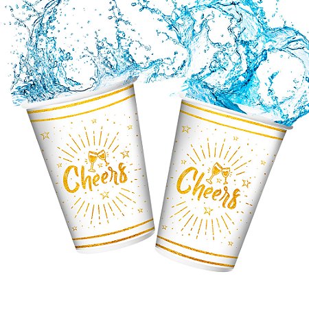 8 Copos 180ml Decoração Festa Ano Novo Celebração completa