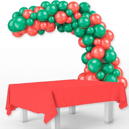 Kit festa Vermelho Decora 200 bexigas +Toalha vermelha +fita
