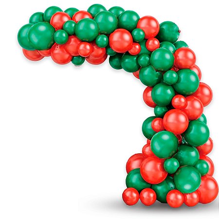Kit festa Natal Decoração 200 bexigas + Fita para balão 5m