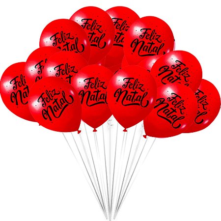 25 Balão Bexigas n9 decoração Natal Festa Vermelho e preto