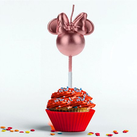 Vela Decorada festa Minnie Rose Gold decoração aniversário