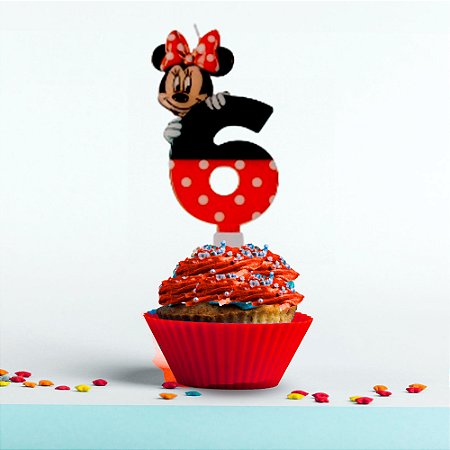 Vela Número 6 Festa Minnie Mouse decoração aniversário