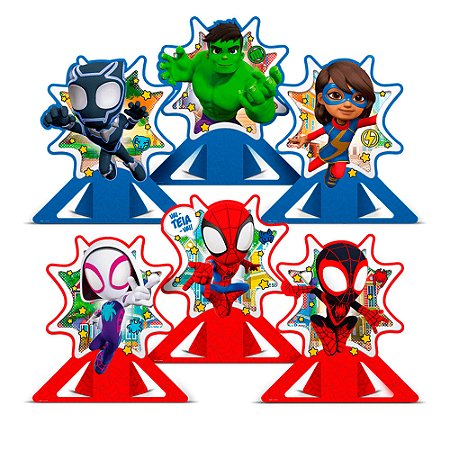 6 Decoração Display de mesa Homem Aranha e seus Amigos Festa