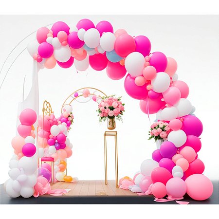 Kit 150 Balões n9+ Rosa n5+ Branca n7 Balão Bexiga Festas