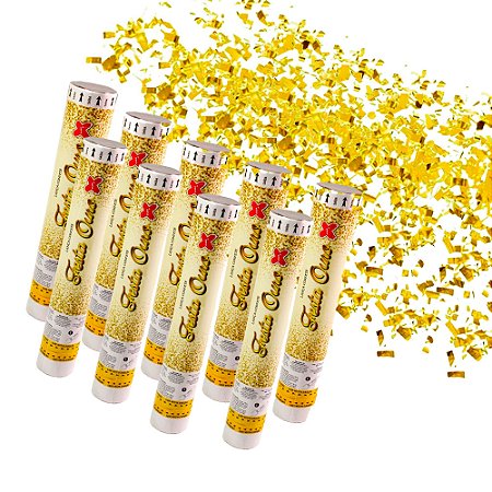 Kit 10 Lança Confetes Dourado festa aniversário eventos 30cm ( ATACADO )