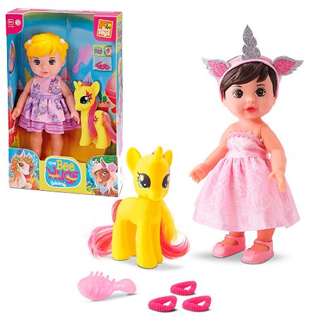 Boneca Bee Hugs linda com acessórios e Unicórnio fofinho