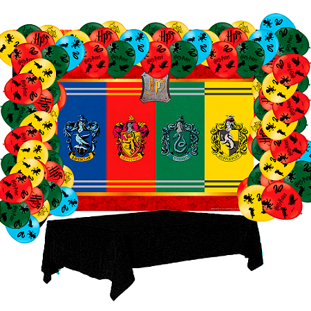 Kit Festa Harry Potter Decoração Toalha + 25 Balões + painel