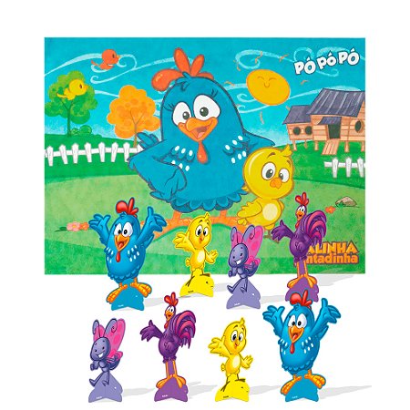 kit festa Galinha Pintadinha Decoração Painel GG + 8 Display