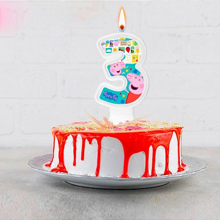 Vela PEPPA PIG Decoração Festa 3 Ano Aniversário