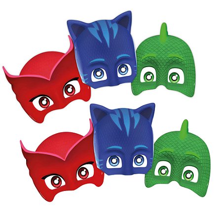 Mascara Festa Pj Masks Decoração resistente 6 und mais cor