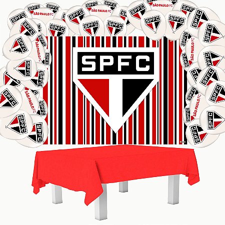 Kit festa São Paulo Decoração Painel + Toalha vermelha TNT + 25 balões