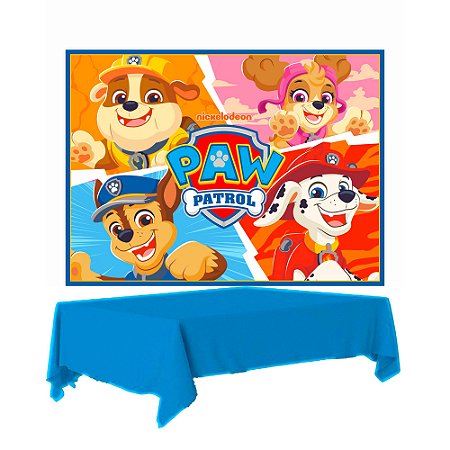 Kit festa Patrulha Canina Decoração Painel GG +Toalha Azul