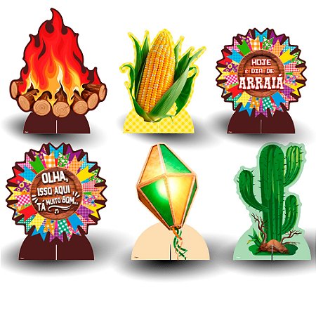 6 Display de mesa Decoração Festa Junina Arraia mais cor
