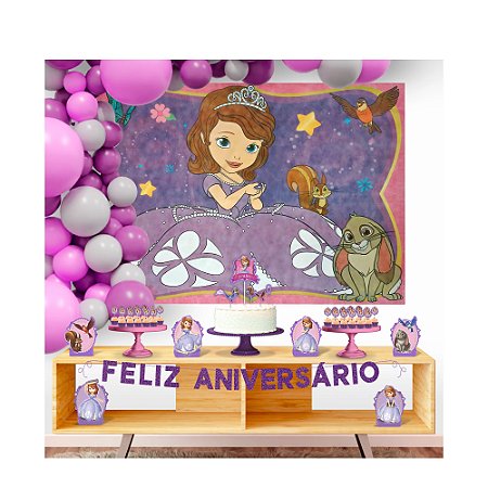 Kit festa Decoração Princesinha Sofia 39 pçs completa em EVA