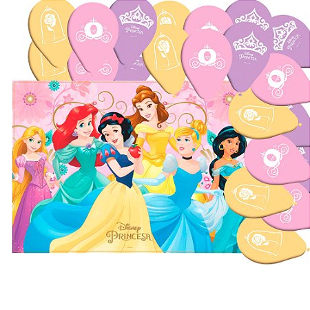 Kit Festa Decoração Princesas Disney Painel GG + 25 Balões