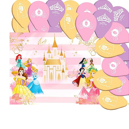 Kit Festa Princesas Decoração perfeita Painel + 25 Balões