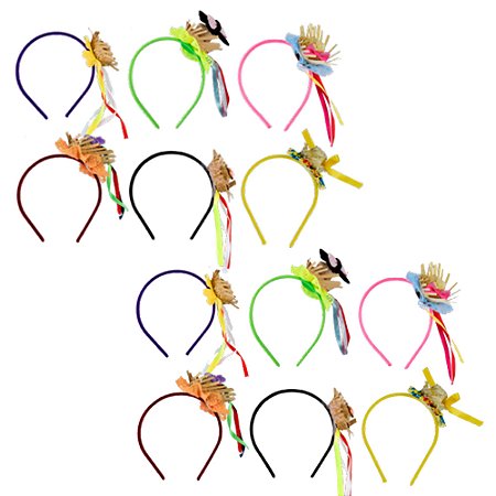 Decoração festa junina Tiara com Chapéu Palha cor Sortida