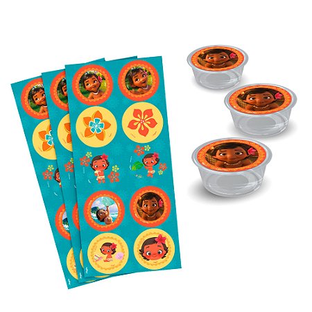 30 Adesivos redondo decoração Moana Baby festa Aniversário