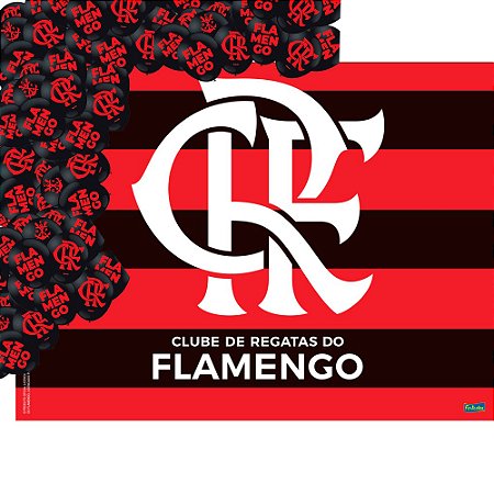 Kit festa Flamengo Decoração 25 Balões Preto + Painel TNT GG