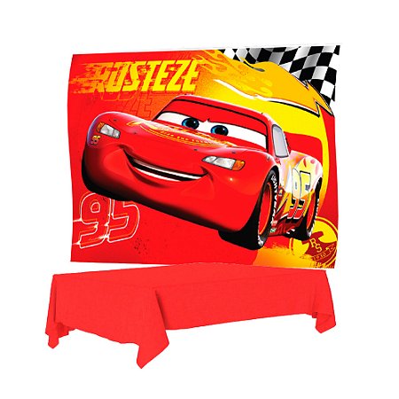 Kit festa Carros Mcqueen Decoração Aniversári Painel +Toalha
