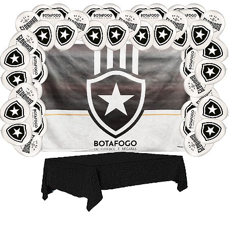 Kit Festa Botafogo Decoração Painel+ Balão + Toalha preta