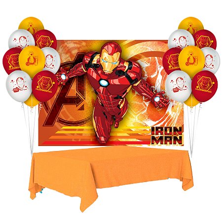 Kit Festa Homem de Ferro Decoração Painel +Toalha +25 Balão