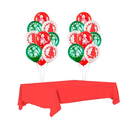 Kit festa Chapeuzinho Vermelho Decoração 25 Balão + Toalha