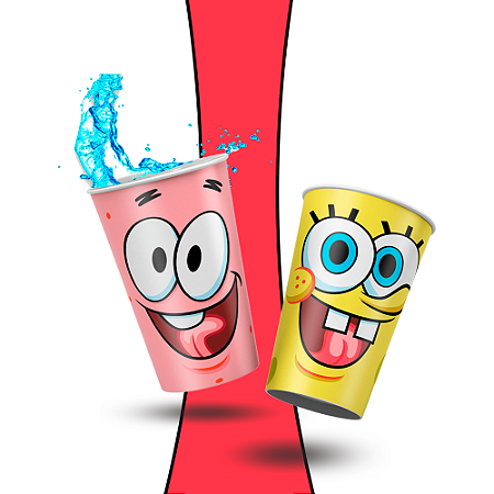 8 Copos Lembrancinhas festa Bob Esponja  decoração aniverário completo