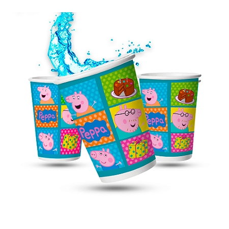 8 Copos decoração Peppa Pig 330 ML festa aniversário