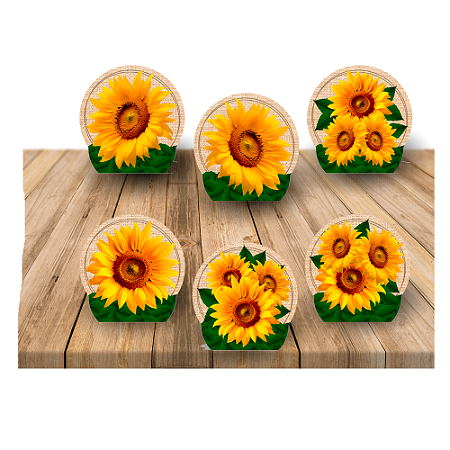 Decoração Display de mesa EVA Girassol festa 6 Unidade