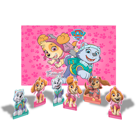 kit festa Patrulha Canina Rosa Decoração Skye e Everest Aniv