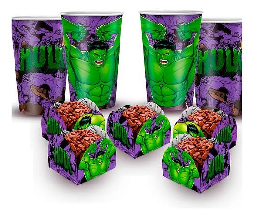 Kit Festa Decoração Hulk Aniversário 50 Forminhas +24 Copos