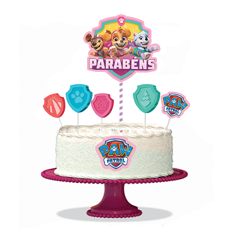 Topo de bolo Decoração Patrulha Canina Skye Festa Aniversári
