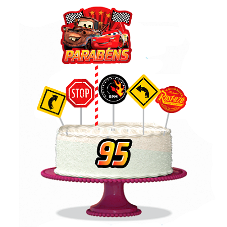 Topo de bolo Decoração Carros  kit 7 peças Festa Aniversário