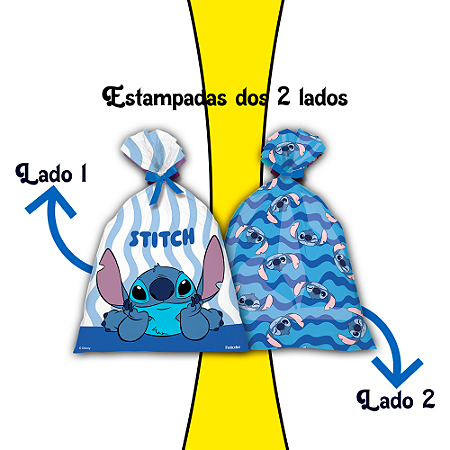 8 Sacolas Lembrancinhas Decoração Stitch Festa Completa 14x24,5cm
