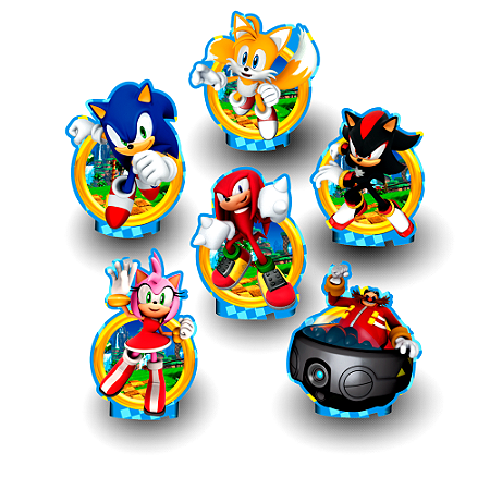 Decoração Display de mesa EVA Sonic festa Aniversário 6 Un