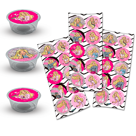 30 Adesivos redondos Festa Barbie Decoração Aniverário 5x5cm