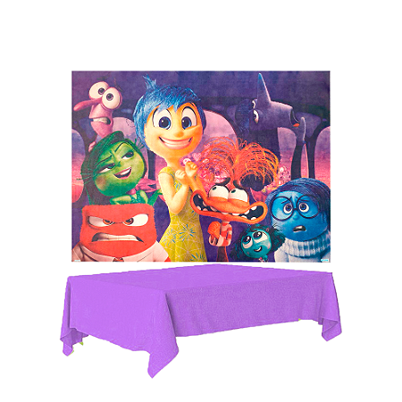 Kit festa Divertidamente Decoração Painel TNT + Toalha Roxa