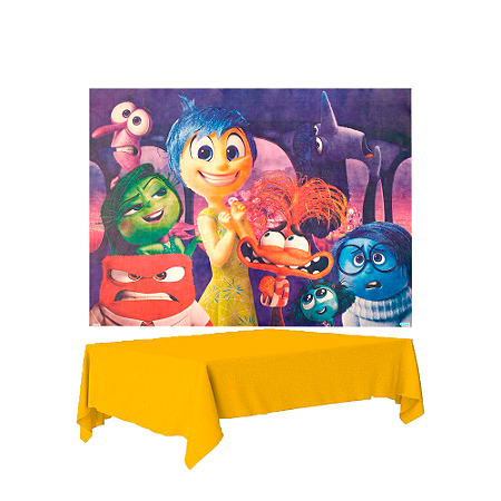 Kit Festa Divertidamente Decoracao Painel + Toalha Amarela