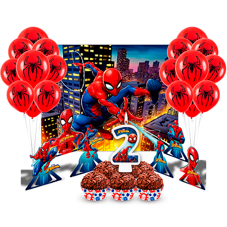 Kit Festa 133 Pçs Decoração Homem Aranha Festa 2 Anos