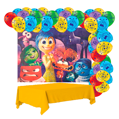 Kit festa Divertidamente Decora Painel +Toalha amarela+Balão