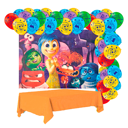 Kit festa Divertidamente Decora Painel +Toalha laranja+Balão