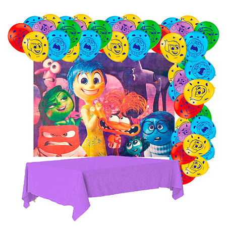 Kit festa Divertidamente Decora Painel+ Toalha Roxo +Balão