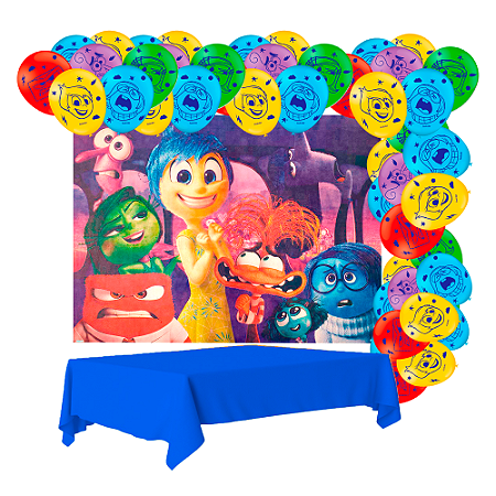 Kit festa Divertidamente Decora Painel+ Toalha Azul +Balão
