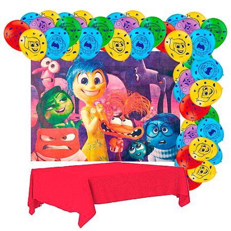Kit festa Divertidamente Decora Painel+Toalha Vermelha+Balão