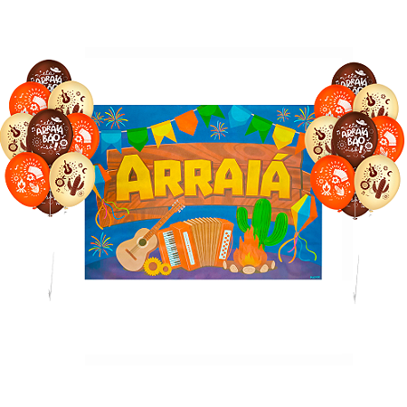 Kit festa Julina Decoraçao Junina Arraia Painel TNT + Balão