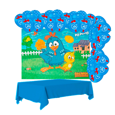 Kit festa Galinha Pintadinha Decoração Painel +Balão +Toalha