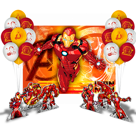 Kit festa Homem de ferro Decoração Painel + Display + Balão