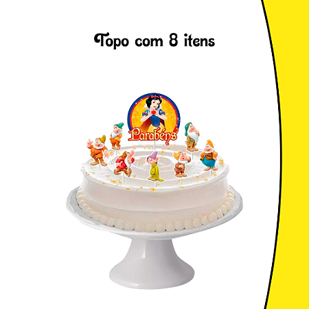 Topo de bolo 8pçs Decoração Branca de Neve Festa Aniversário